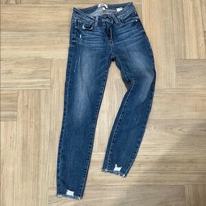 PAIGE Dark Blue Distressed Skinny Jeans